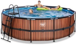 Бассейн EXIT Wood ø450x122 см с песочным фильтр-насосом, коричневый