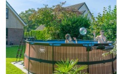 EXIT Wood pool ø450x122cm with sand filter pump - brown