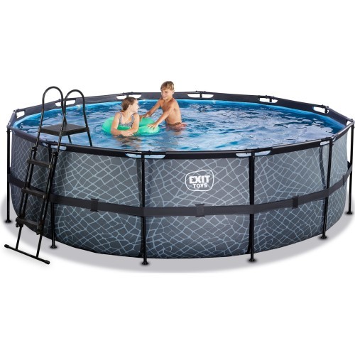 EXIT Stone pool ø450x122cm with sand filter pump - grey