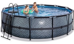 EXIT Stone pool ø450x122cm with sand filter pump - grey
