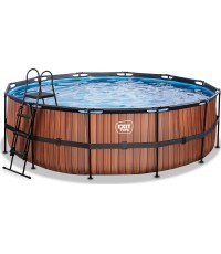EXIT Wood pool ø450x122cm with filter pump - brown