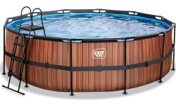 EXIT Wood pool ø450x122cm with filter pump - brown