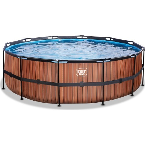 EXIT Wood pool ø450x122cm with filter pump - brown
