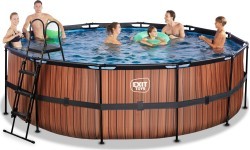 EXIT Wood pool ø450x122cm with filter pump - brown