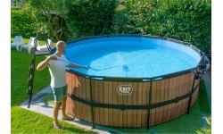 EXIT Wood pool ø450x122cm with filter pump - brown