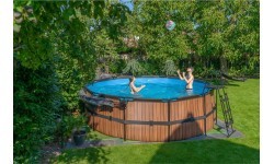 Каркасный бассейн EXIT Wood ø450x122 см с фильтрующим насосом, коричневый