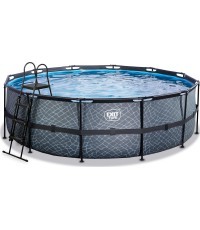EXIT Stone pool ø450x122cm with filter pump - grey