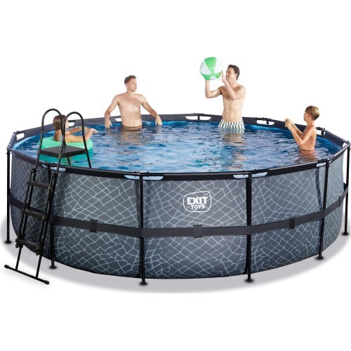 EXIT Stone pool ø450x122cm with filter pump - grey