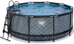 EXIT Stone pool ø360x122cm with filter pump - grey