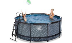EXIT Stone pool ø360x122cm with filter pump - grey