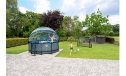 EXIT Stone pool ø360x122cm with dome and sand filter and heat pump - grey