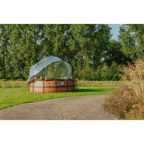 Бассейн EXIT Black Leather ø427x122 см с песочным фильтр-насосом, куполом и тепловым насосом – чёрный