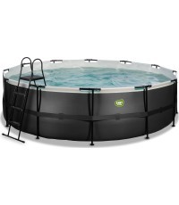 Бассейн EXIT Black Leather ø488x122 см с песочным фильтр-насосом, чёрный