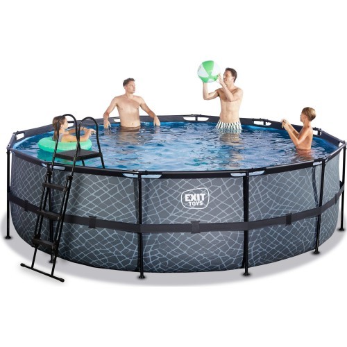 EXIT Stone pool ø488x122cm with sand filter pump - grey