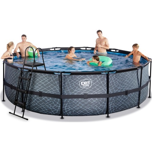 EXIT Stone pool ø488x122cm with sand filter pump - grey