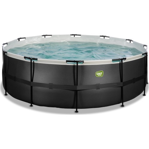 EXIT Black Leather pool ø427x122cm with sand filter pump - black