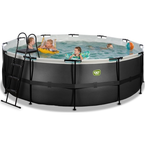 EXIT Black Leather pool ø427x122cm with sand filter pump - black