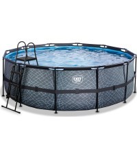 EXIT Stone pool ø427x122cm with sand filter pump - grey