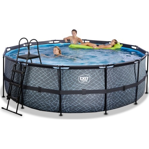EXIT Stone pool ø427x122cm with sand filter pump - grey