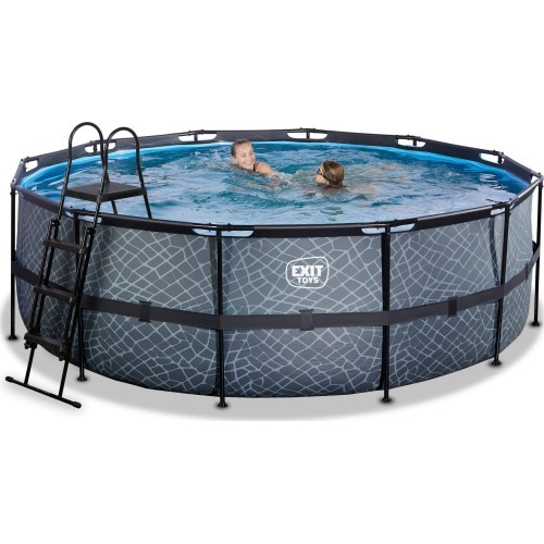 EXIT Stone pool ø427x122cm with sand filter pump - grey