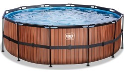 Бассейн EXIT Wood ø427x122 см с песочным фильтр-насосом, коричневый