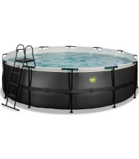 EXIT Black Leather pool ø488x122cm with filter pump - black