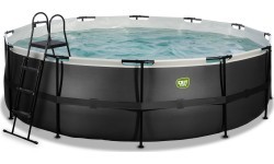 EXIT Black Leather pool ø488x122cm with filter pump - black