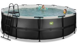 Бассейн EXIT Black Leather ø488x122 см с фильтр-насосом - чёрный