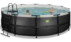 Бассейн EXIT Black Leather ø488x122 см с фильтр-насосом - чёрный