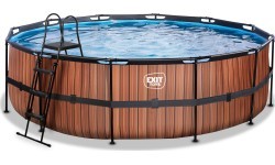 EXIT Wood pool ø488x122cm with filter pump - brown