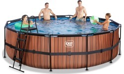 EXIT Wood pool ø488x122cm with filter pump - brown