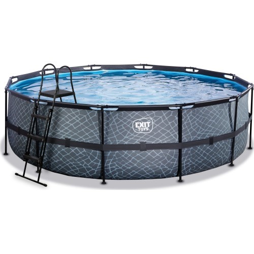 Бассейн EXIT Stone ø488x122 см с фильтр-насосом, серый