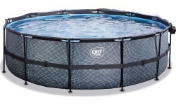 EXIT Stone pool ø488x122cm with filter pump - grey