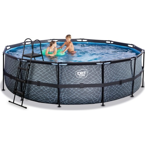 EXIT Stone pool ø488x122cm with filter pump - grey