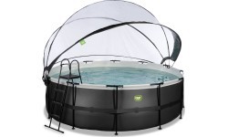 EXIT Black Leather pool ø427x122cm with sand filter pump and dome - black