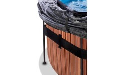 Baseinas EXIT Wood ø427x122 cm su smėlio filtro siurbliu ir kupolu, rudas