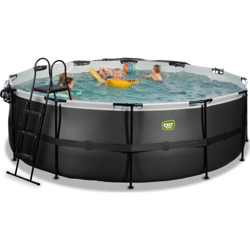 Бассейн EXIT Black Leather ø427x122 см с песочным фильтр-насосом и куполом, чёрный