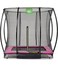 Встраиваемый батут EXIT Silhouette 153x214 см с защитной сеткой – розовый