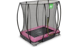 Įleidžiamas batutas EXIT Silhouette 153x214 cm su apsauginiu tinklu – rožinis