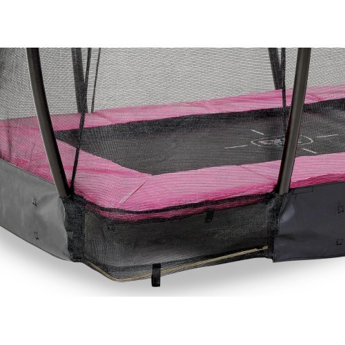 Įleidžiamas batutas EXIT Silhouette 153x214 cm su apsauginiu tinklu – rožinis