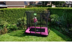Встраиваемый батут EXIT Silhouette 153x214 см с защитной сеткой – розовый