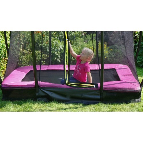 Встраиваемый батут EXIT Silhouette 153x214 см с защитной сеткой – розовый