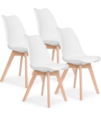 Комплект из 4 стульев для гостиной и столовой с подушкой белые ModernHome