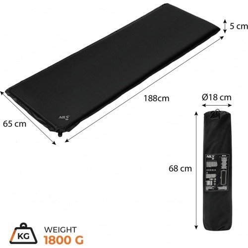 NC4050 BLACK SELF-INFLATING MAT NILS CAMP