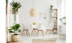 Valgomojo kėdžių komplektas su pagalvėle, 4 vnt., baltas ModernHome