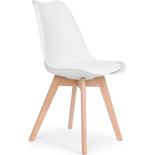 Zestaw 4 krzeseł do salonu jadalni z poduszką Białe ModernHome