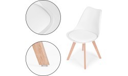 Zestaw 4 krzeseł do salonu jadalni z poduszką Białe ModernHome