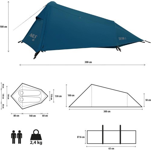 Itin lengva mėlyna palapinė NC2502 SKYAIR 2 NILS CAMP