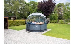 EXIT Wood pool ø360x122cm with dome and sand filter pump - brown