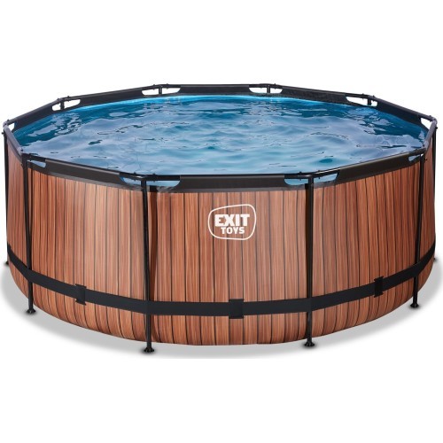 EXIT Wood pool ø360x122cm with sand filter pump - brown